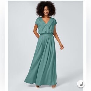 HALARA Teal V-Neck Maxi Dress